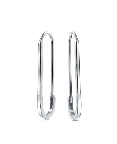 Bling Jewelry Safety Pin Threader Earrings and Pin Brooch Silver Plated Sterling Silver