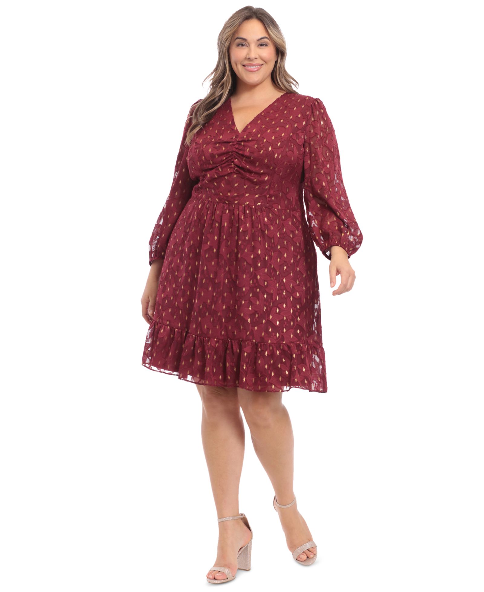 Женское платье Plus Size London Times с принтом в горошек, фасон Fit & Flare