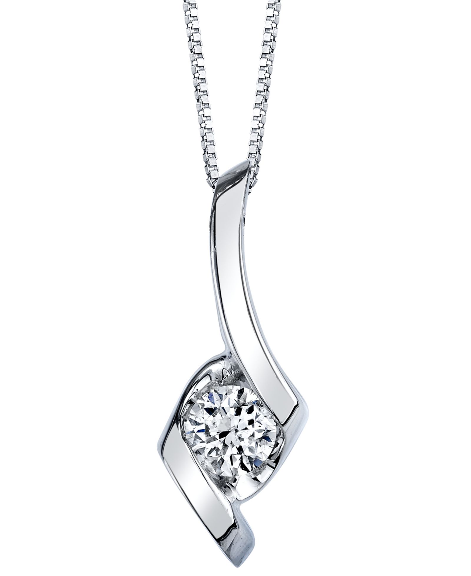 Подвеска Sirena Diamond Solitaire Swirl 18" в 14k Gold (3/8 ct. t.w.)