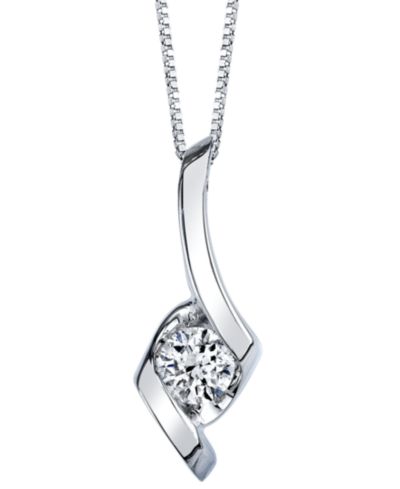 Sirena Diamond Solitaire Swirl 18" Pendant Necklace (3/8 ct. t.w.) in 14k Gold