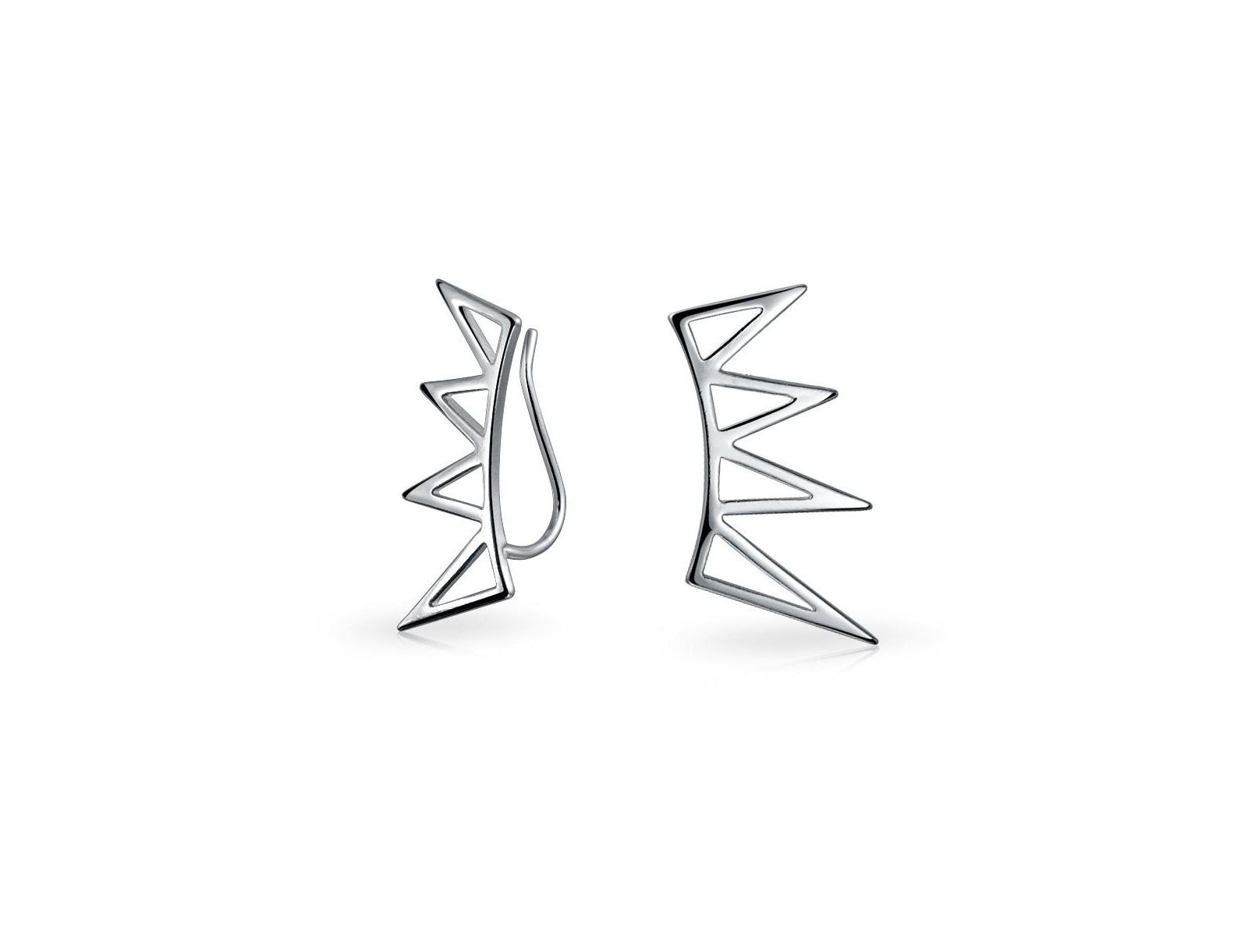 Bling Jewelry Boho Gold Geometric Ear Cuff Cartilage Spike Earrings Sterling Silver