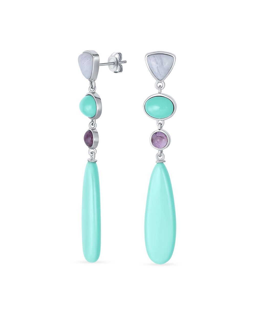 Серьги Bling Jewelry Amethyst Turquoise Dangling Teardrop