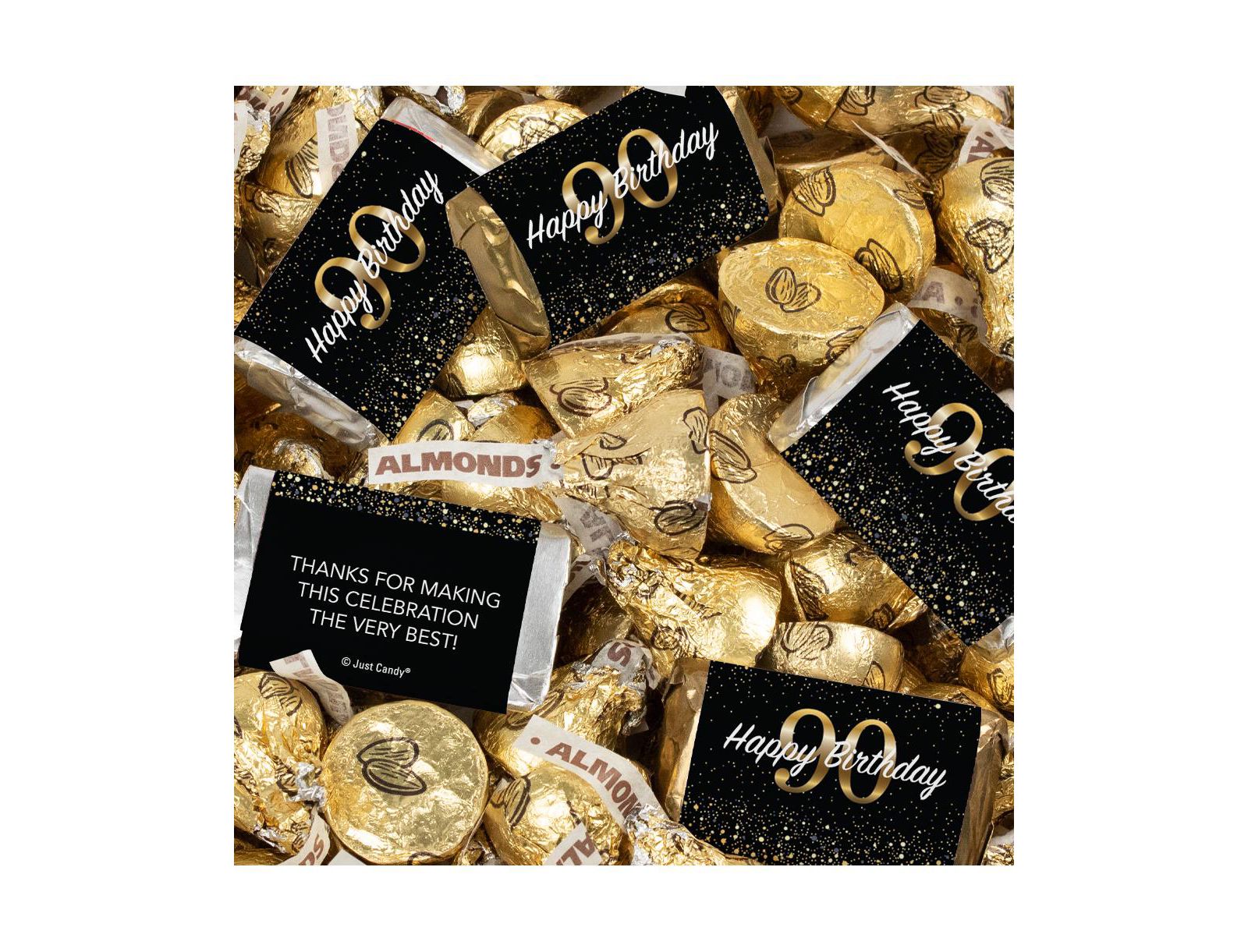 Набор сладостей Just Candy на 90-летие, Hershey's Miniatures & Almond Kisses, 124 шт