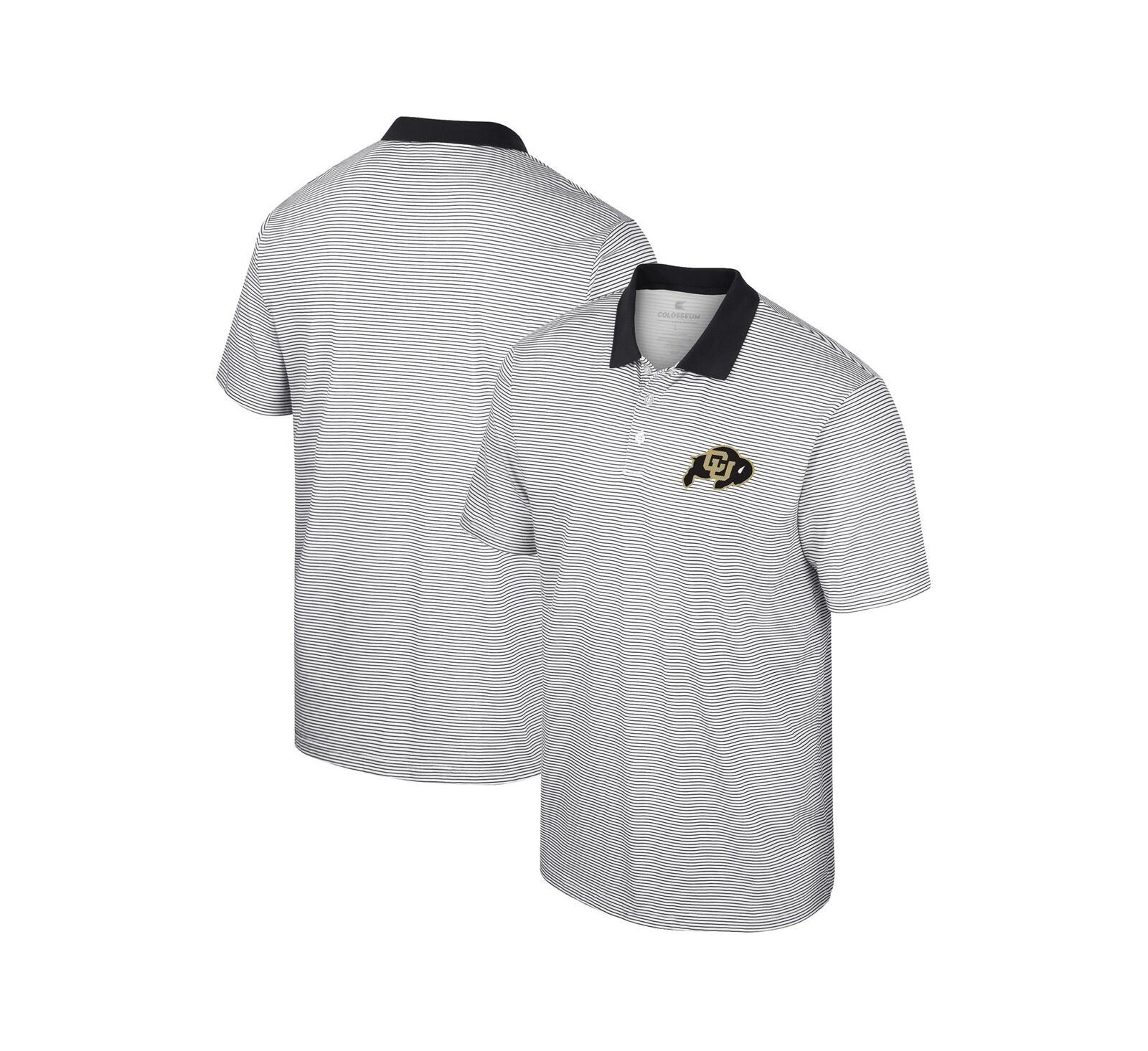 Men's Colosseum White, Black UCF Knights Print Stripe Polo Shirt