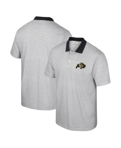 Men's Colosseum White, Black UCF Knights Print Stripe Polo Shirt