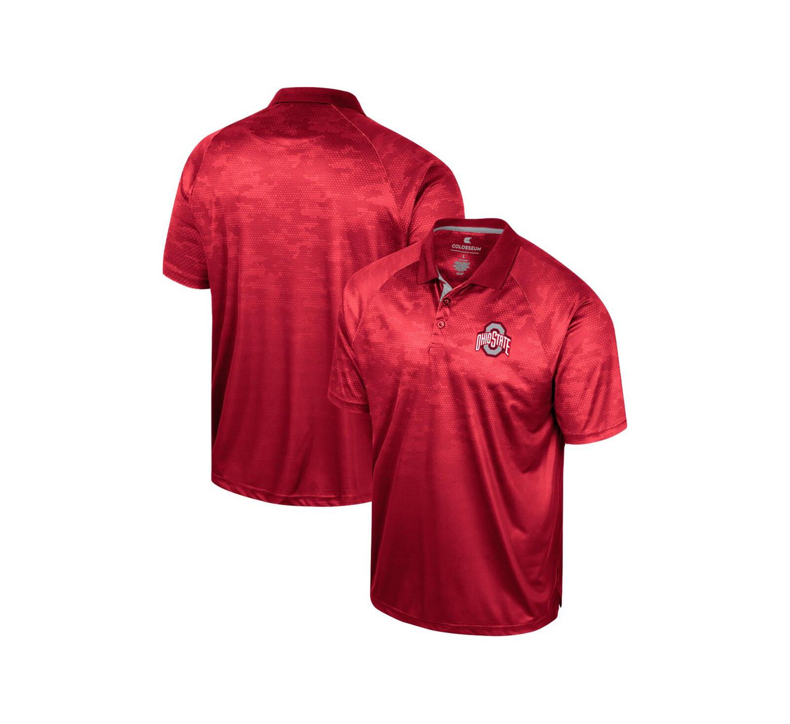 Men's Colosseum Scarlet Ohio State Buckeyes Honeycomb Raglan Polo Shirt