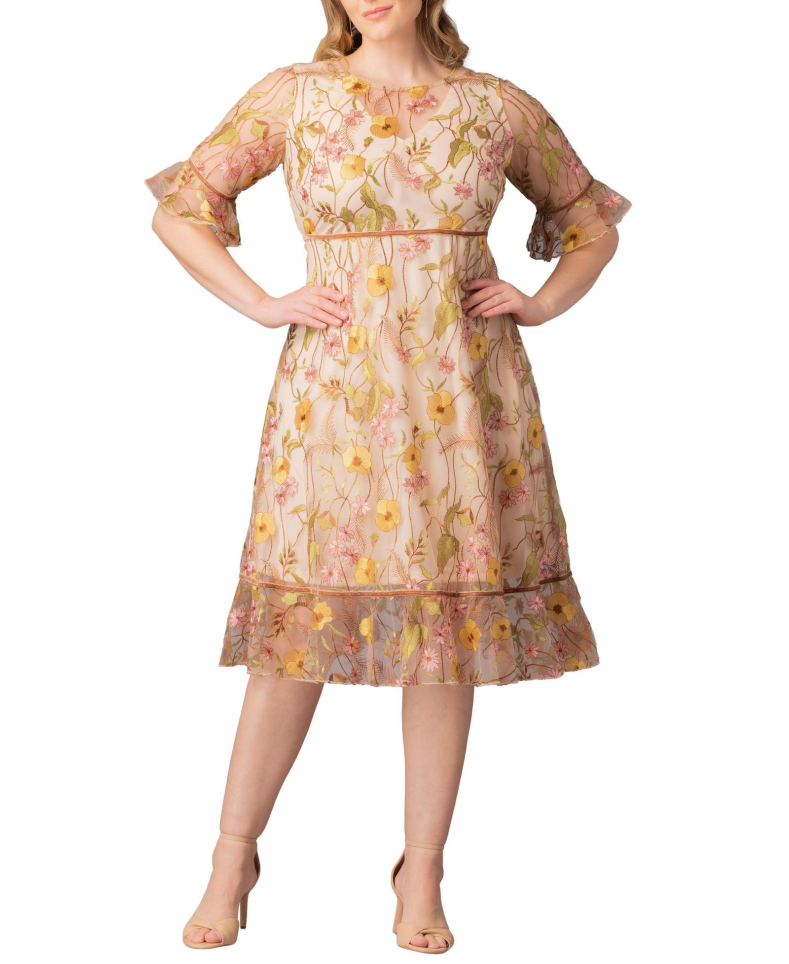 Платье коктейльное Kiyonna Plus Size Wildflower Embroidered Floral Mesh