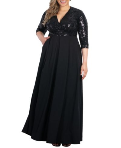 Women's Plus Size Paris Pleated Sequin Gown