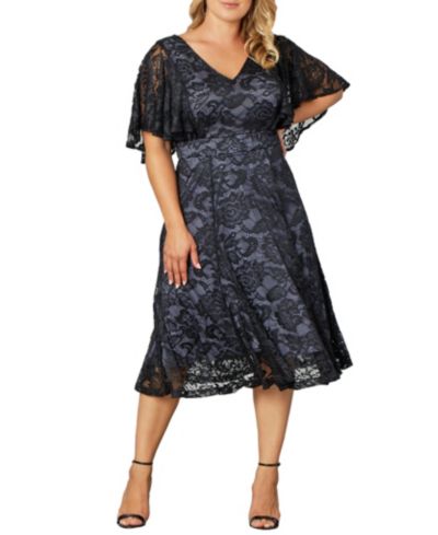 Kiyonna Plus Size Camille Lace Cocktail Dress