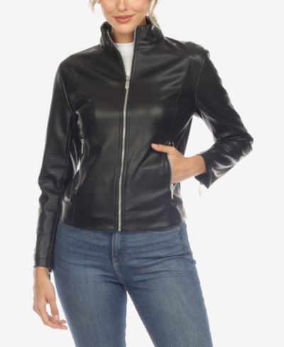 Женский классический кожаный куртка White Mark Biker Faux Leather