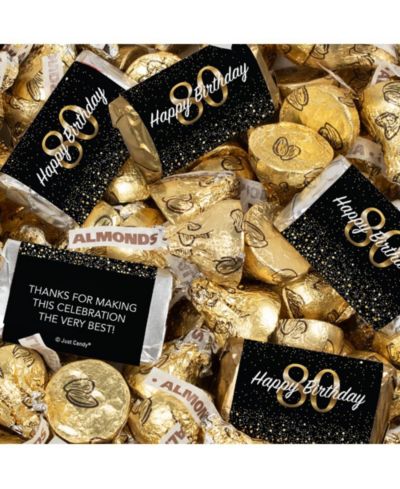 Just Candy 80th Birthday Candy Party Favors Hershey's Miniatures & Almond Kisses, 124 Pieces