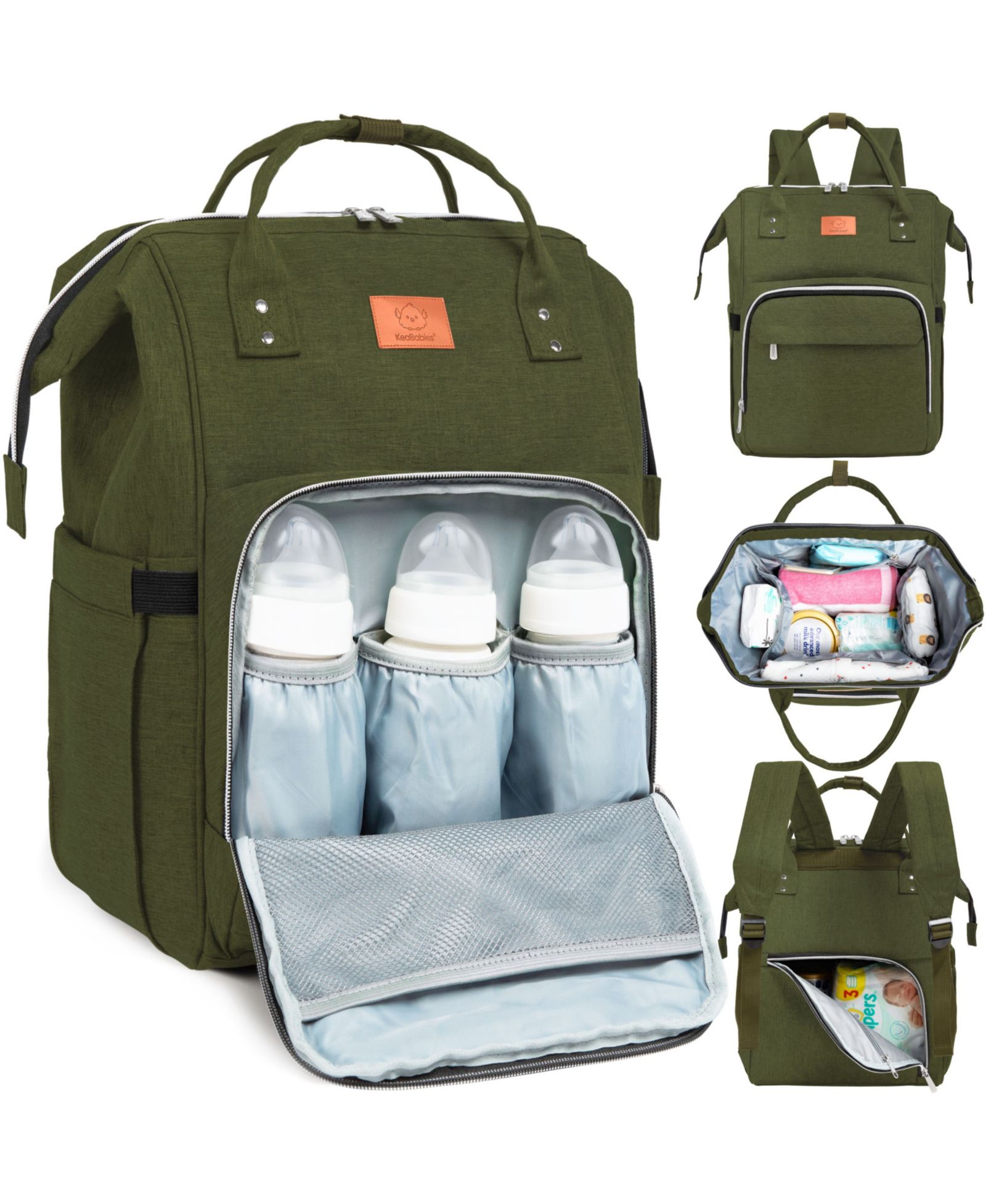 KeaBabies Original Diaper Bag Backpack, Multi-Functional Baby Diaper Bags with Changing Pad