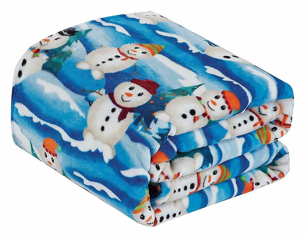 Мягкий рождественский плед Kate Aurora с белым снеговиком, 50 in. W x 60 in. L