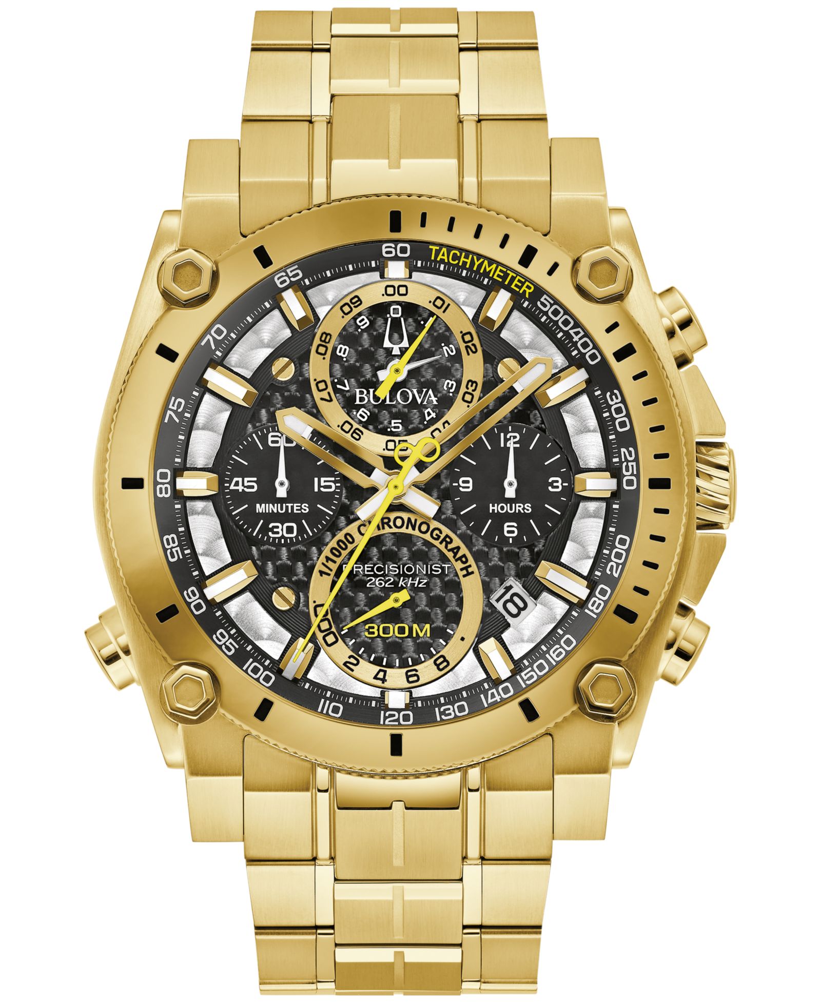 Bulova Men's Chronograph Precisionist Icon Gold-Tone Stainless Steel Bracelet Watch 47mm