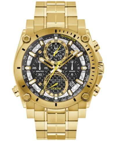 Bulova Men's Chronograph Precisionist Icon Gold-Tone Stainless Steel Bracelet Watch 47mm