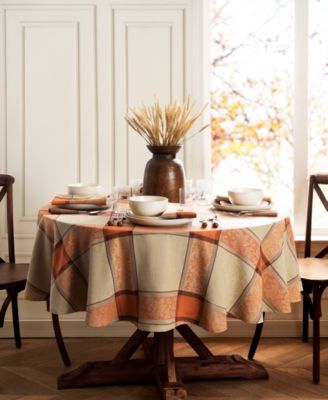 Elrene Autumnal Harvest Jacquard Tablecloth, 70" Round