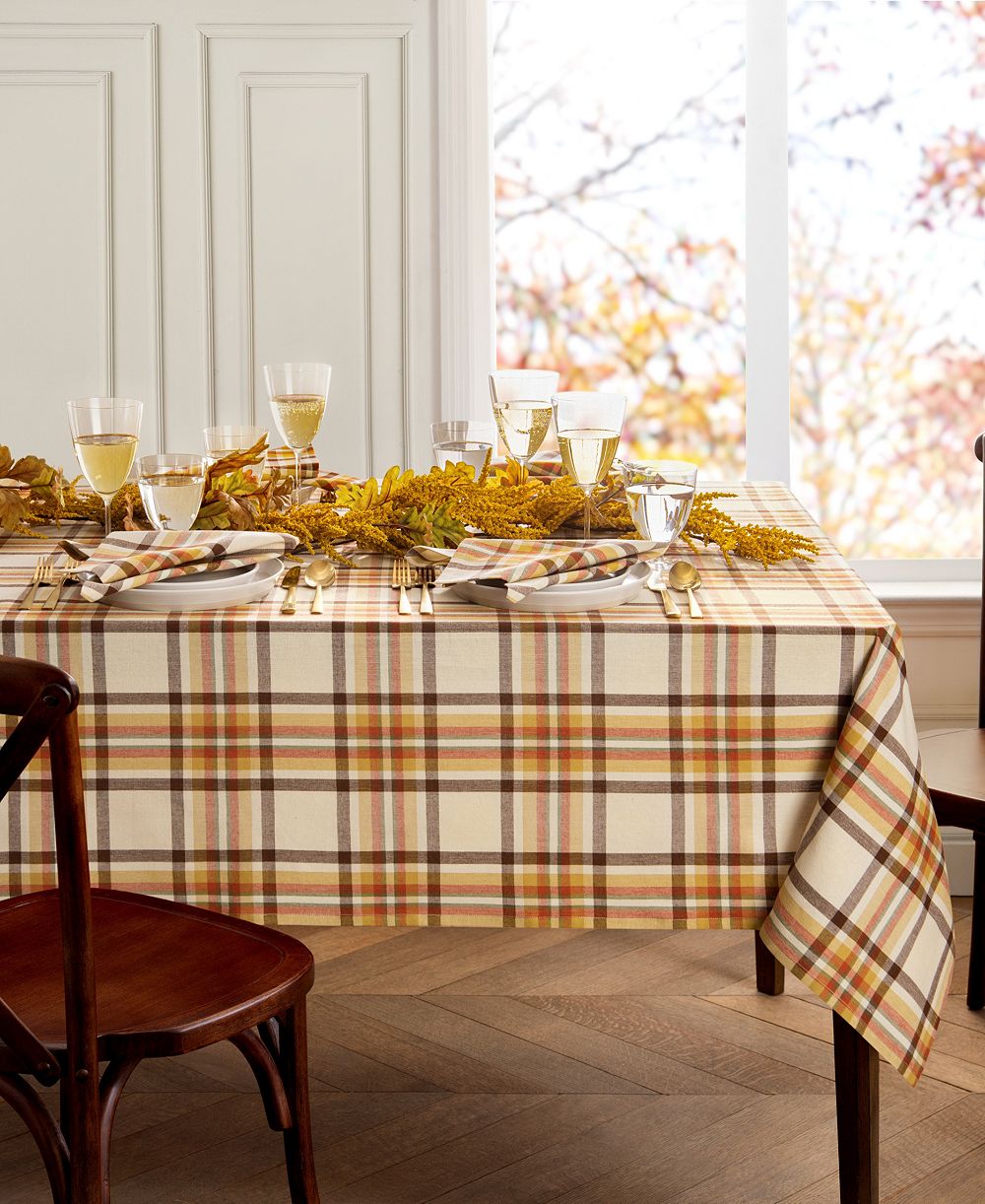 Elrene Russet Harvest Woven Plaid Tablecloth, 60" x 102"