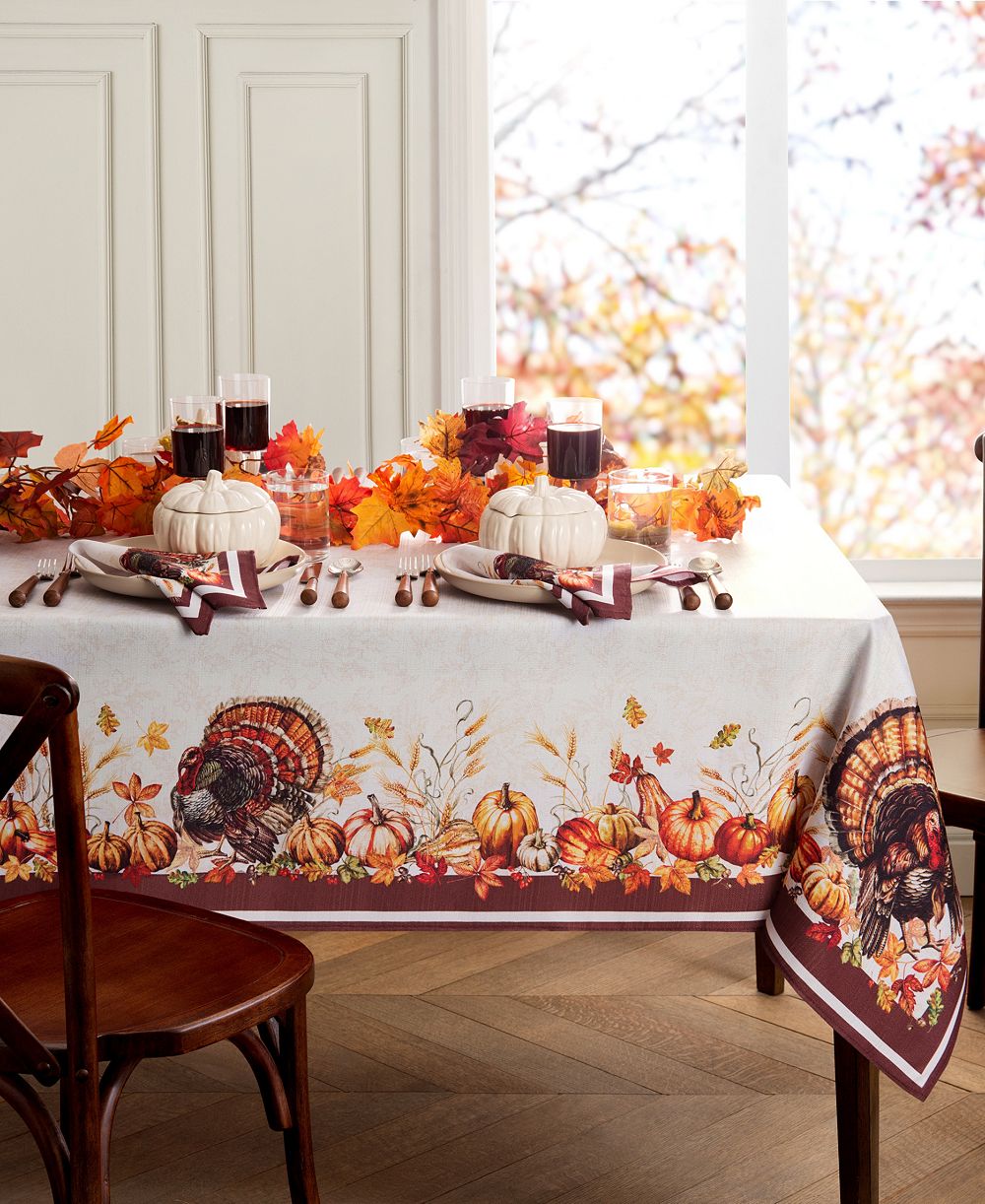 Elrene Autumn Heritage Turkey Engineered Tablecloth, 60" x 102"