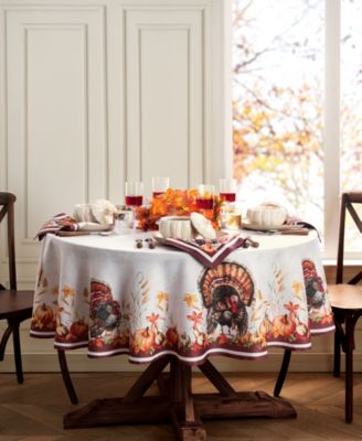 Elrene Autumn Heritage Turkey Engineered Tablecloth, 70" Round