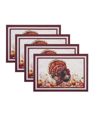 Elrene Autumn Heritage Turkey Engineered Placemats, Set of 4, 13" x 19"