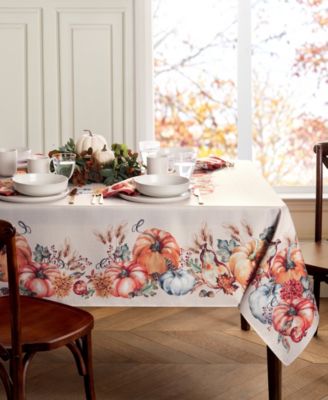 Elrene Botanical Harvest Pumpkin Engineered Tablecloth, 60" x 84" Rectangle