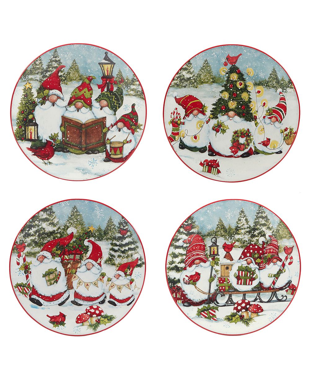 Набор десертных тарелок Certified International Christmas Gnomes, 9", 4 шт.