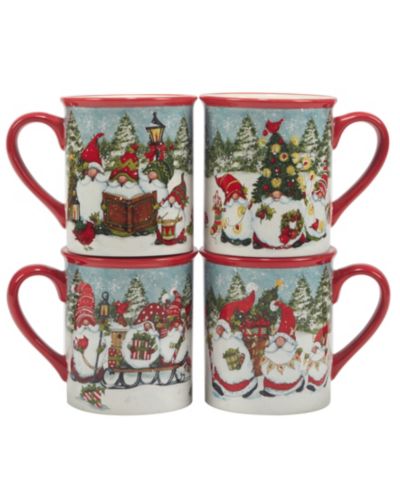 Certified International набор рождественских кружек с гномами, 4 шт., 16 oz
