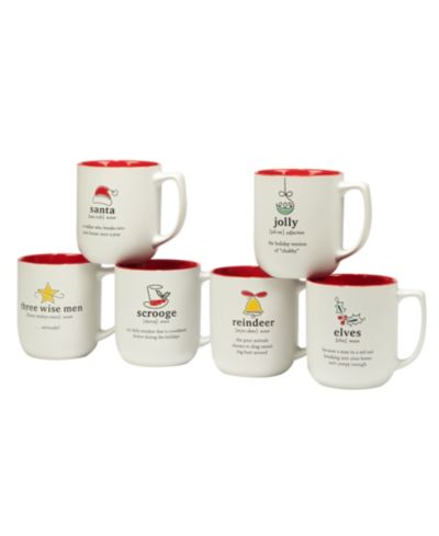 Certified International набор из 6 кружек Christmas Fun Sayings, 16 oz