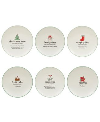 Certified International Набор десертных тарелок 6 шт Christmas Fun Green Sayings