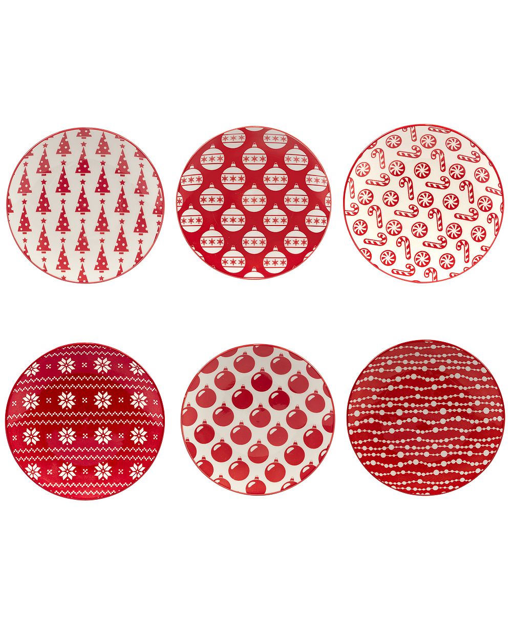 Certified International Peppermint Candy набор тарелок канапе 6", упаковка 6 шт.