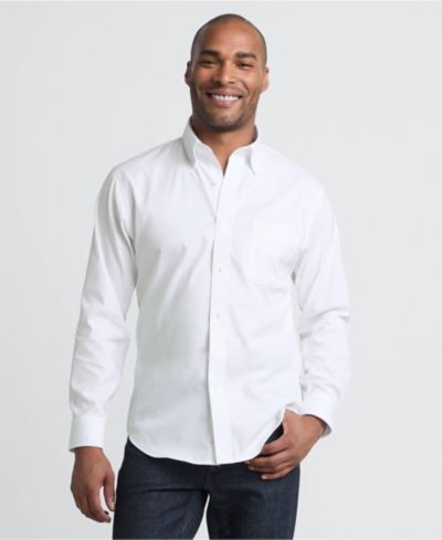 Lands' End Men's No Iron Supima Cotton Pinpoint Buttondown Collar Dress Shirt