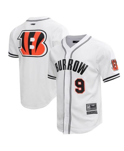 Pro Standard Мужская рубашка с коротким рукавом Joe Burrow White Cincinnati Bengals Baseball Player Button-Up