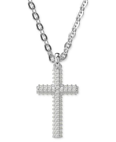 Подвеска Swarovski Silver-Tone Insigne Crystal Cross, 15" + 3" extender
