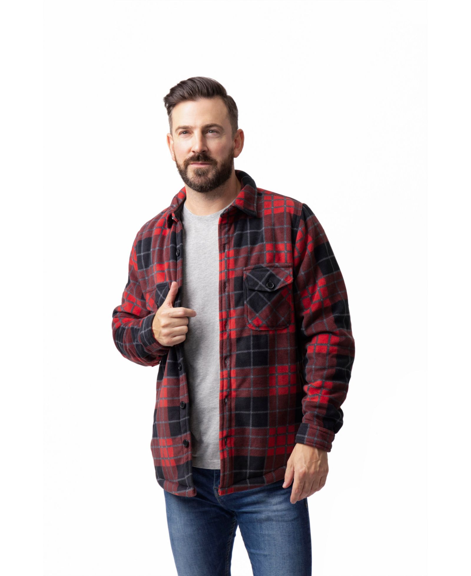 Мужская фланелевая рубашка-куртка Heat Holders Jax Long Sleeve Plaid