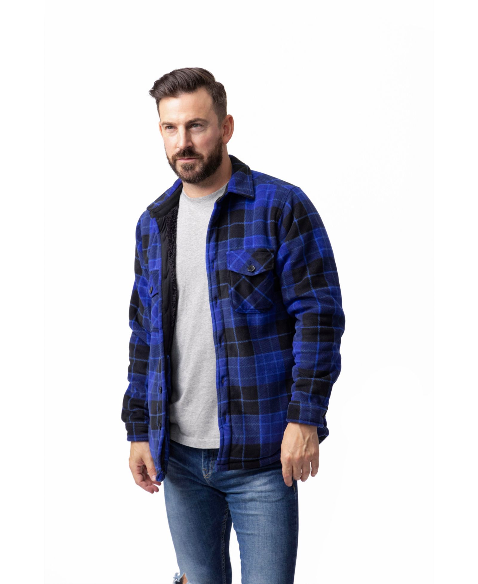 Мужская рубашка-куртка Heat Holders Jax Long Sleeve Plaid