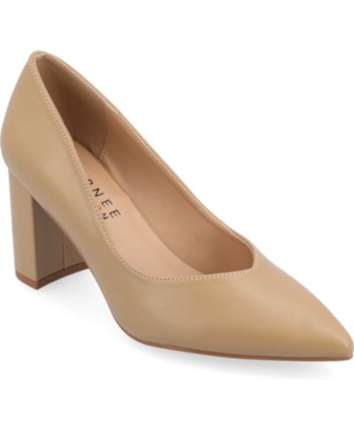 Journee Collection Women's Simonne Block Heel Pointed Toe Pumps