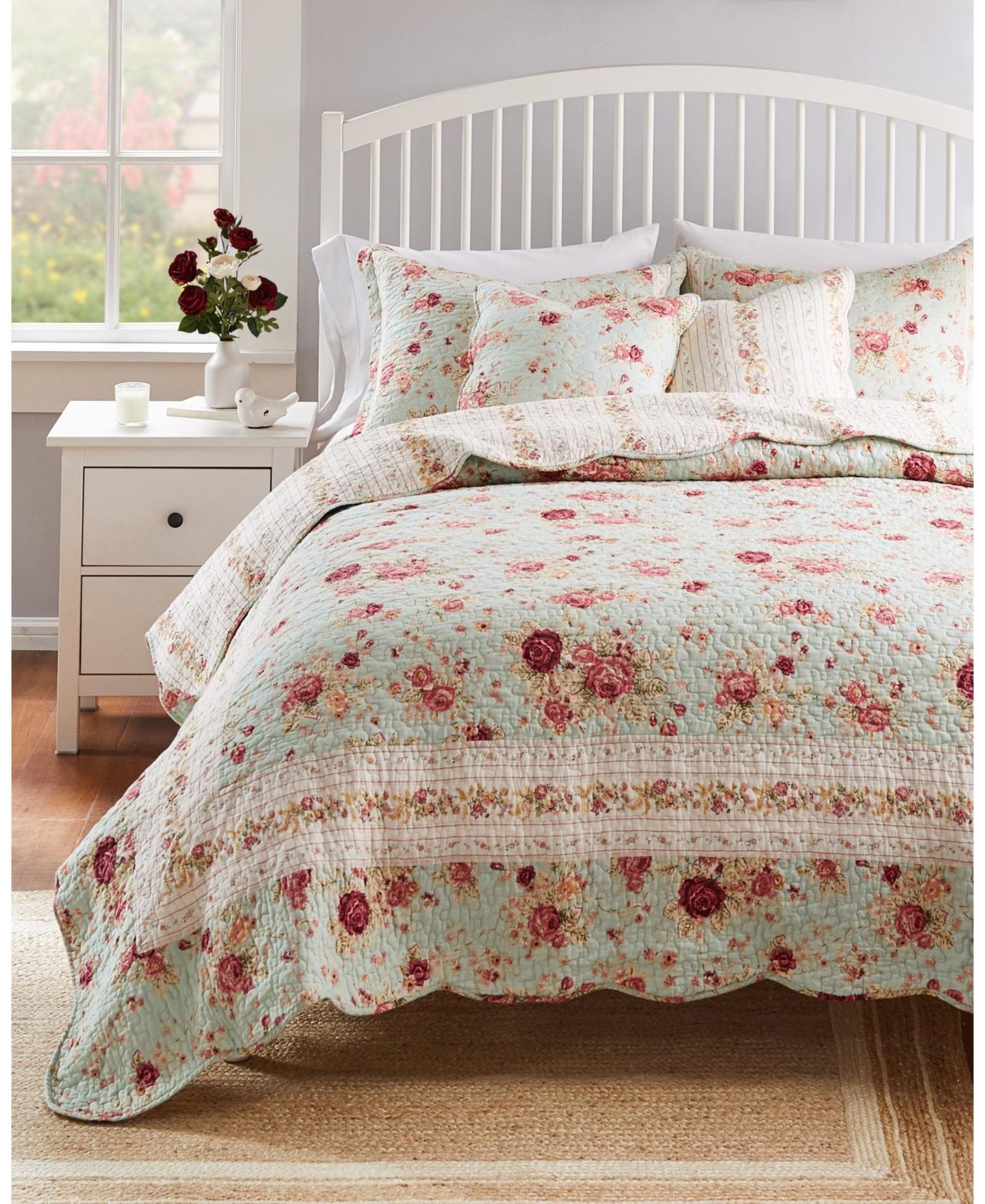 Комплект из 5 стеганых одеял Greenland Home Fashions Antique Rose 100% Cotton Reversible, King
