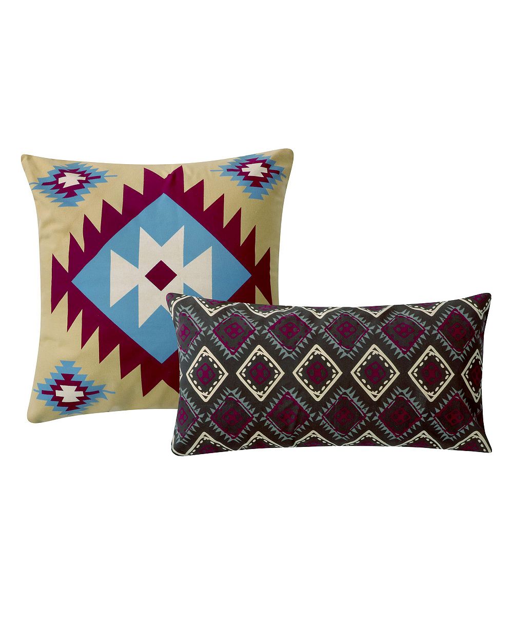 Greenland Home Fashions Southwest Native Motif Decorative Pillow Set, 12" x 24" & 18" x 18"