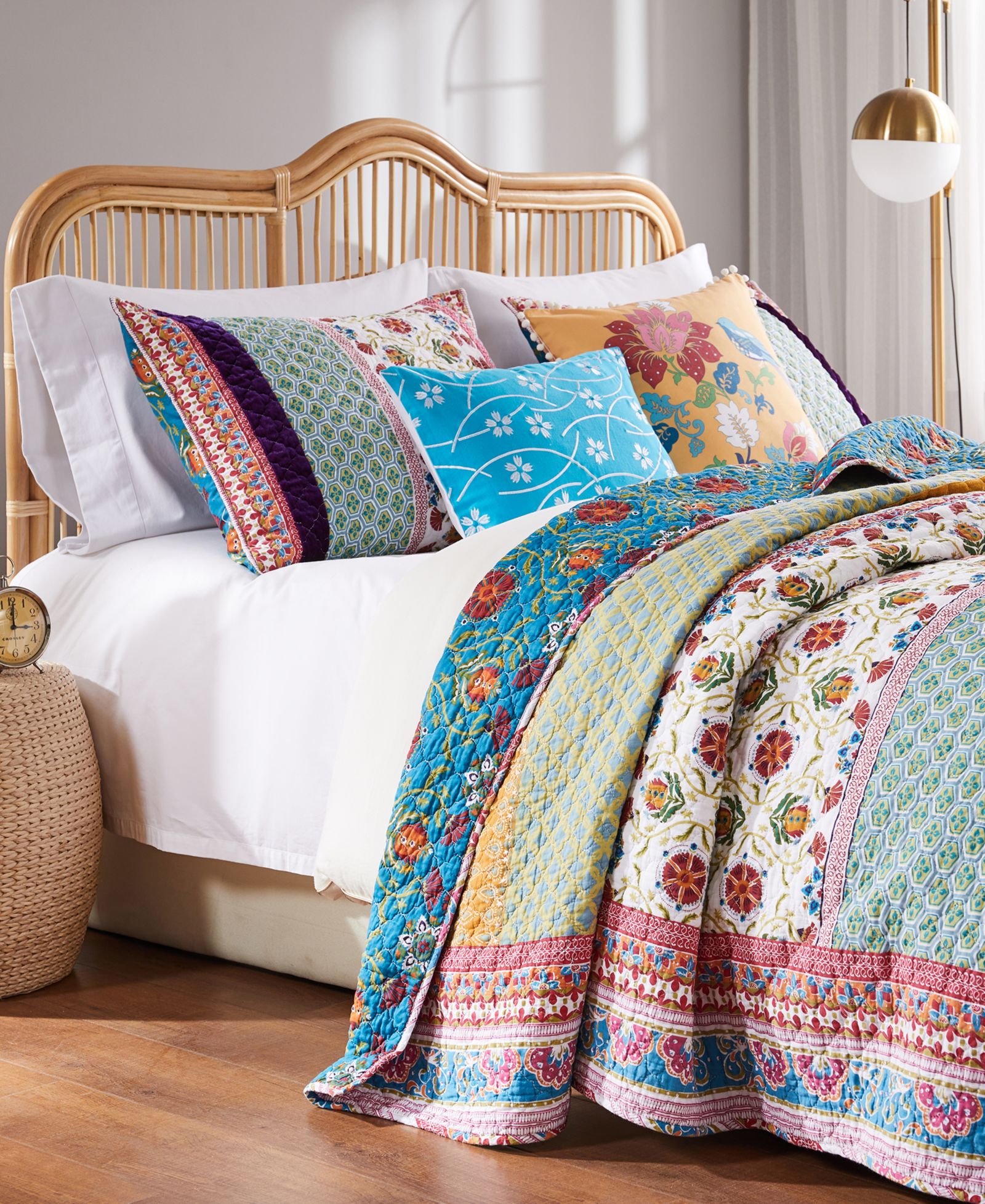 Greenland Home Fashions Thalia Cotton Reversible 5 Piece Quilt Set, King