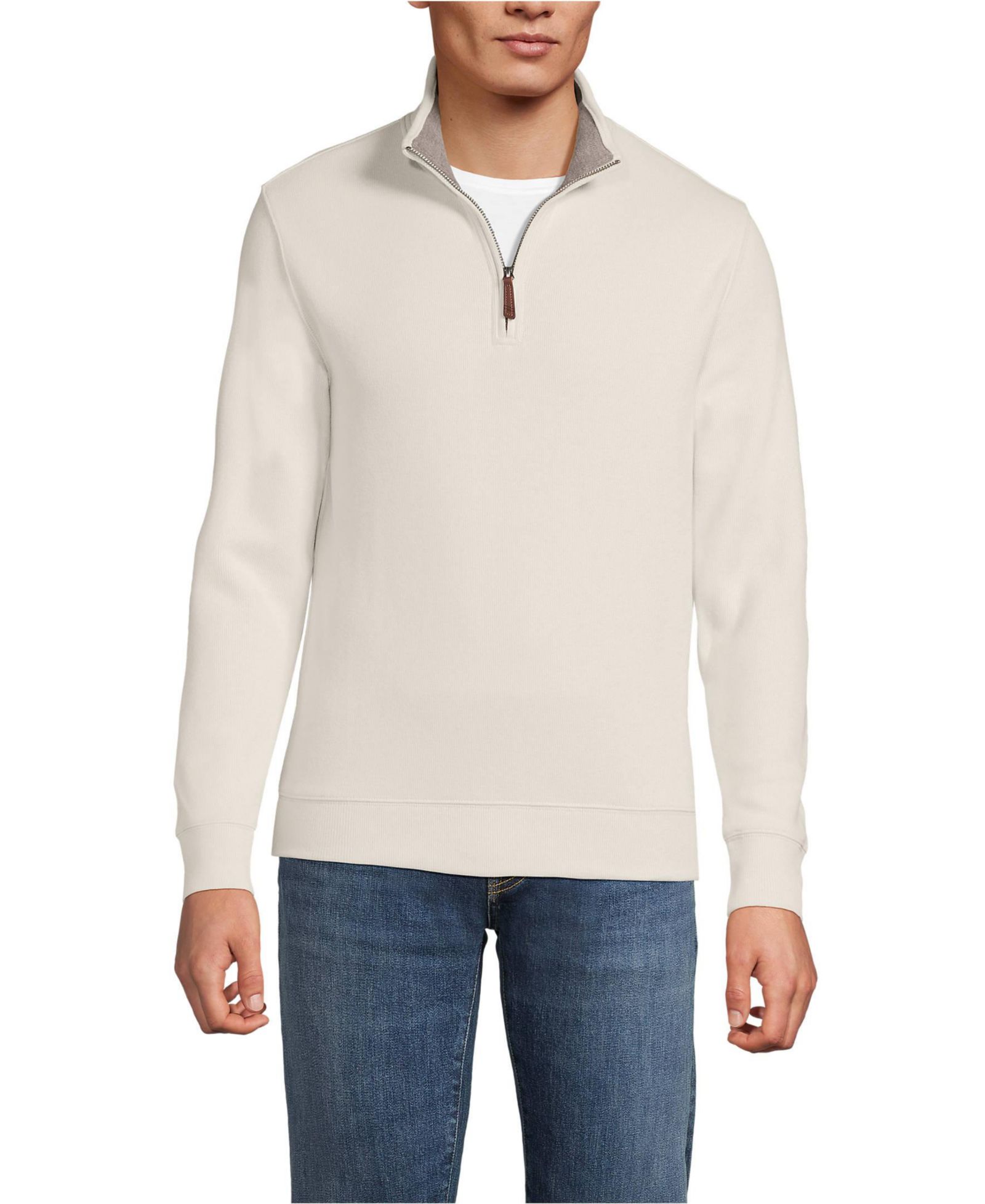 Мужской джемпер Lands' End Bedford Rib Quarter Zip Pullover