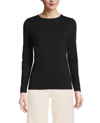 Lands' End Women's Lightweight Jersey Skimming Long Sleeve Crew Neck T-shirt