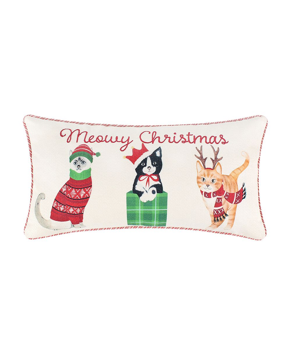 Levtex Meowy Christmas Cats декоративная подушка, 12" x 24"