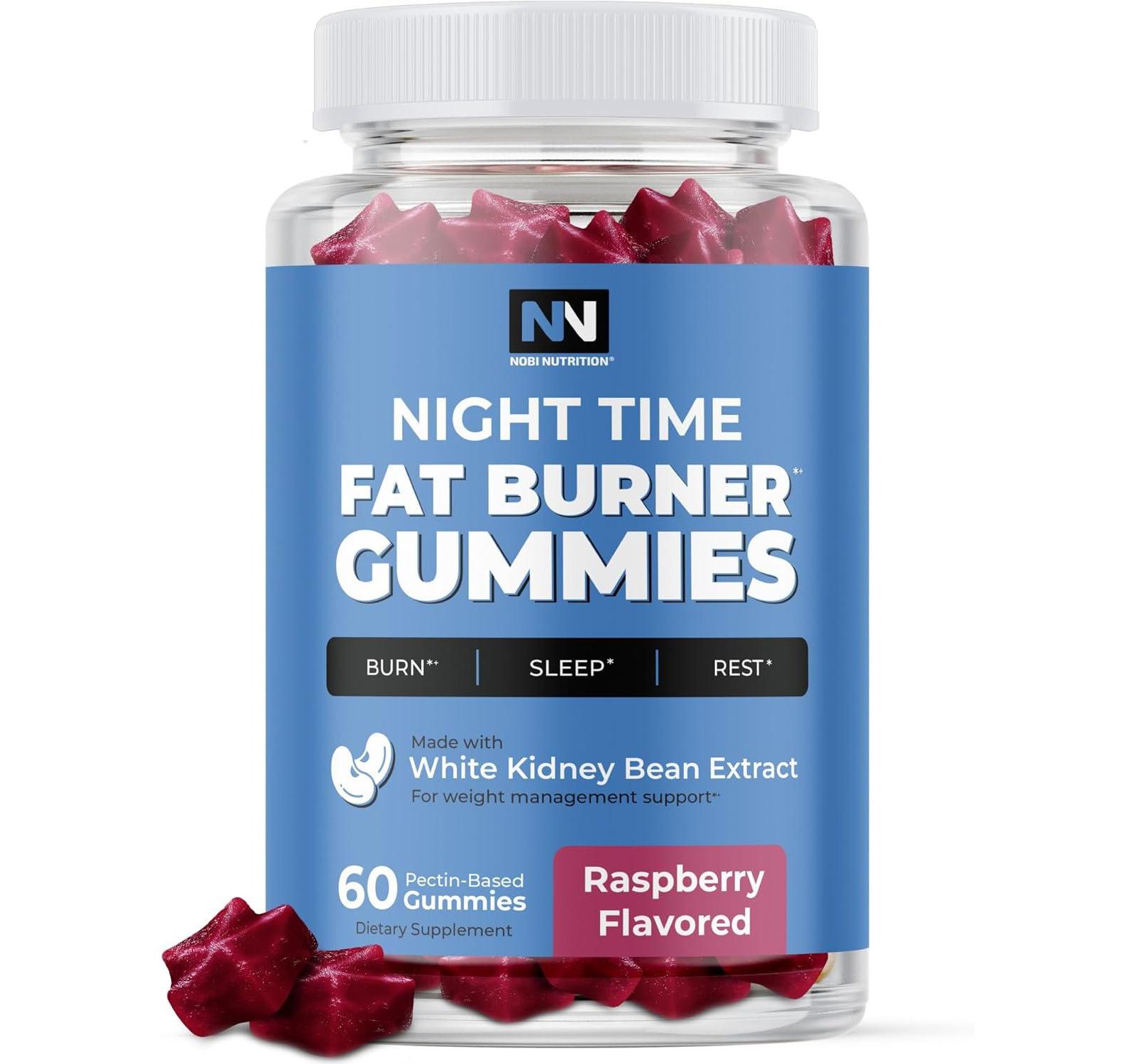 Nobi Nutrition Gummies для сжигания жира, Raspberry, 60 шт