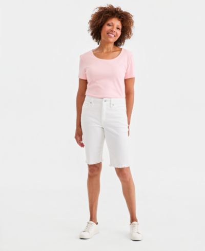 Детские джинсовые шорты Style & Co Petite Raw-Edge Denim Bermuda