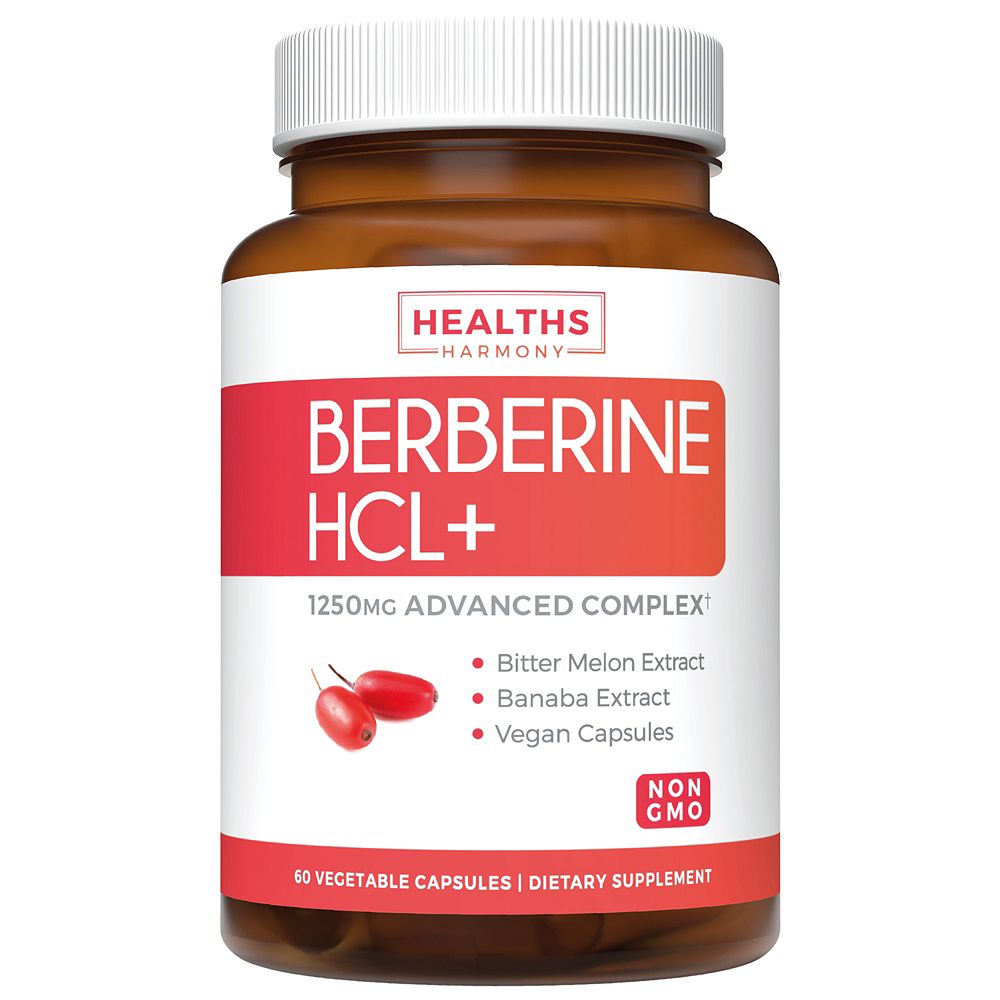 Health's Harmony Berberine HCL Plus Capsules, Blood Sugar Support Supplement and AMPK Metabolic Activator, Appetite Suppressant for Weight Loss, 60 шт