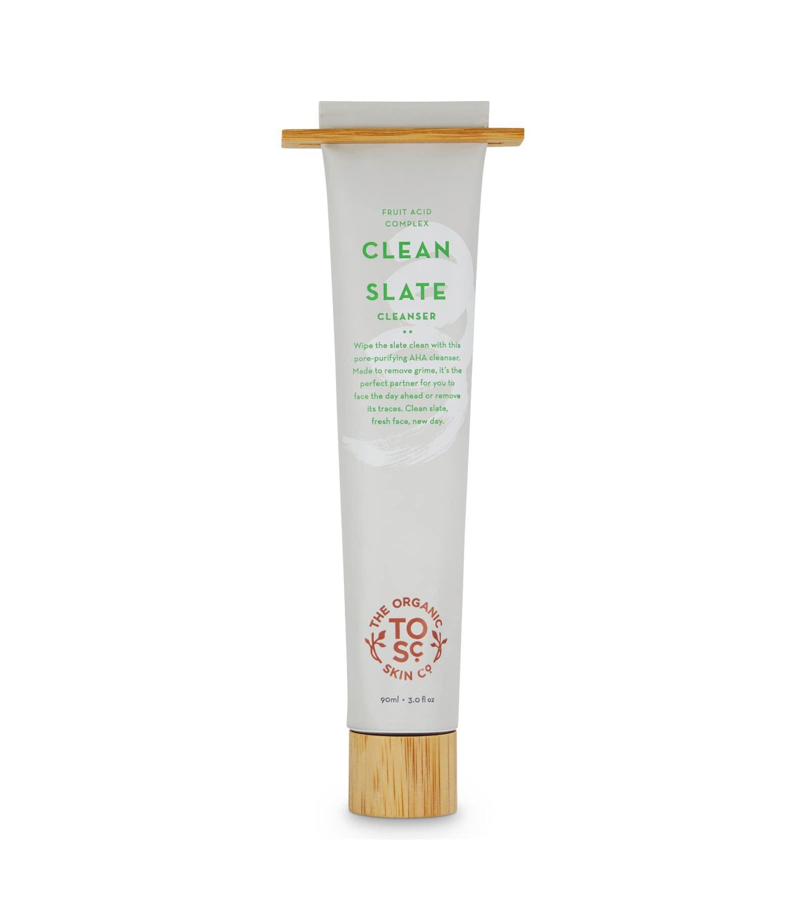 Очищающее средство для лица Clean Slate от The Organic Skin Co. - мягкий отшелушивающий гель для лица с AHA для борьбы с акне, натуральный уход за лицом, 3 фл. унции