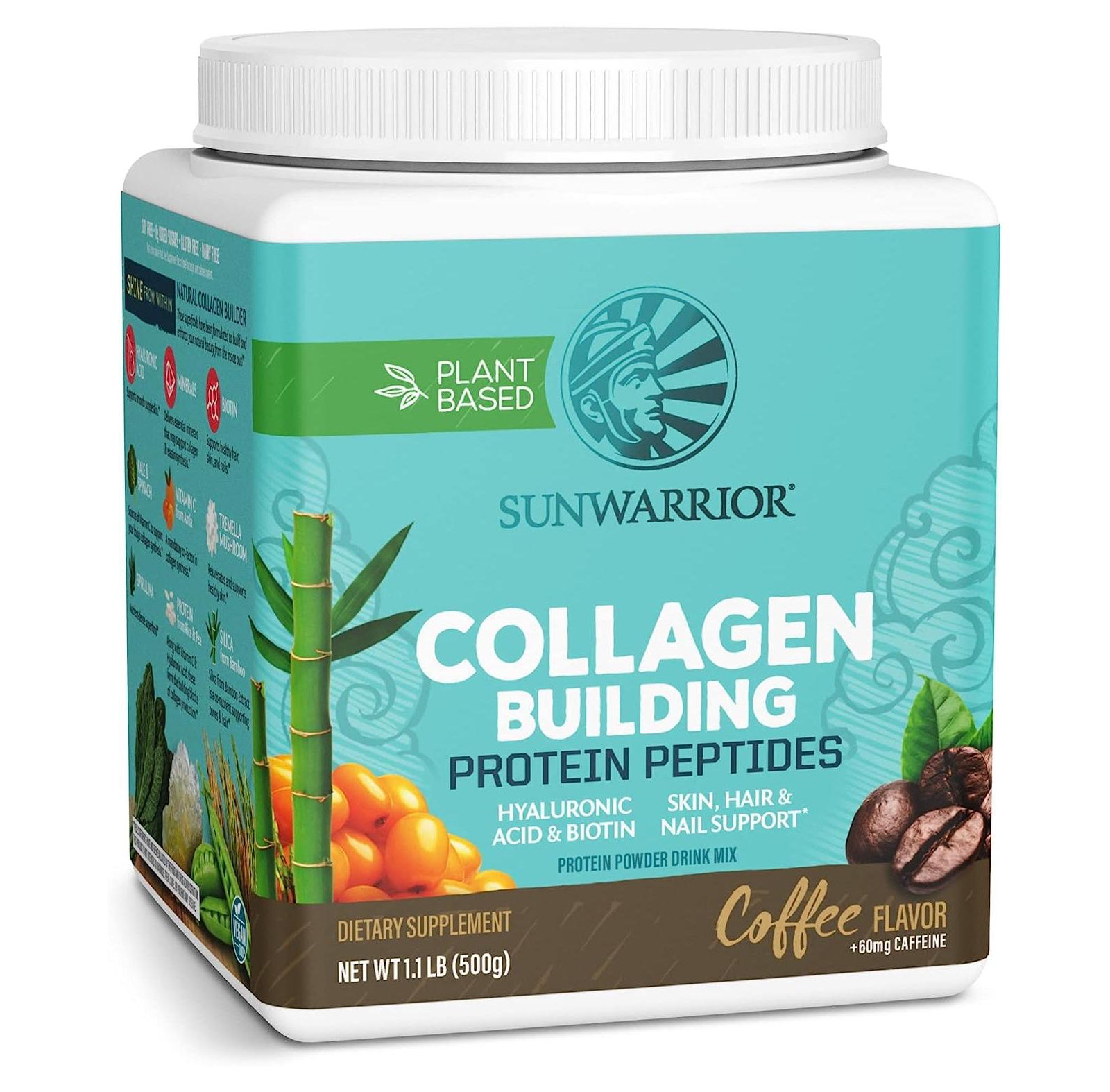 Collagen Building Protein Peptides, Plant-Based Protein, Coffee + Caffeine, Sunwarrior, 500gm (20 Servings)