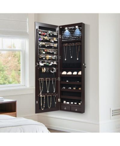 Costway Mirrored Jewelry Cabinet Jewelry Organizer