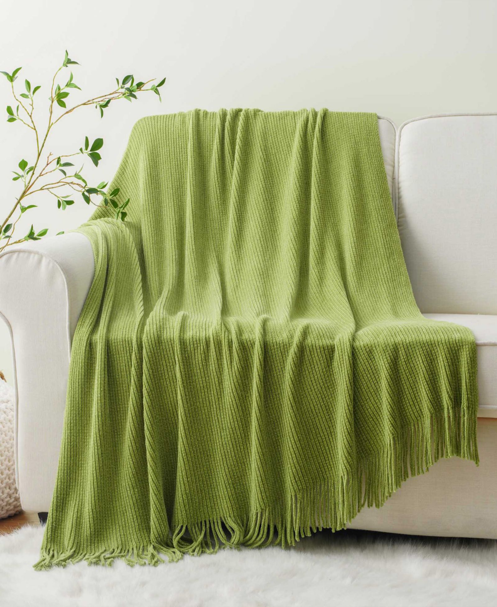 Battilo Classic Textured Ribbed Knit Throw, 50" x 60"