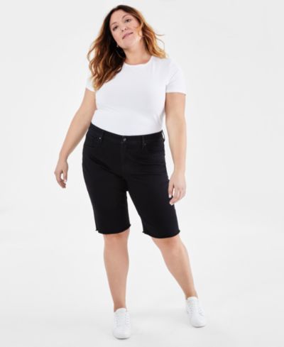 Женские джинсовые шорты-бермуды Style & Co Plus Size с высокой талией и необработанным краем